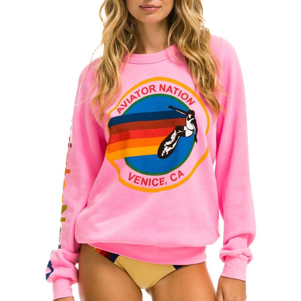AVIATOR NATION SWEATSHIRT - NEON PINK size XL